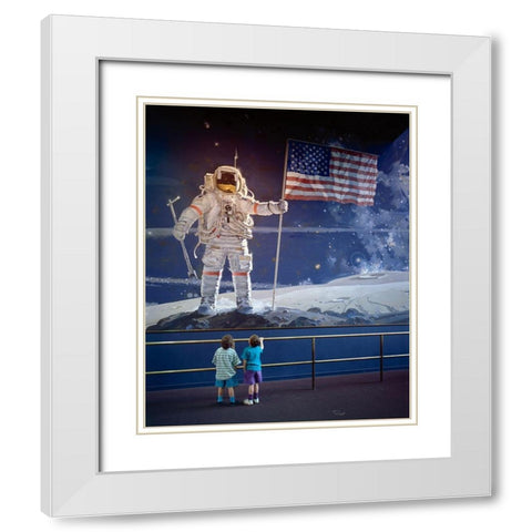 Part of mural The Space Mural, A Cosmic View, at the National Air and Space Museum, Washington, D.C. White Modern Wood Framed Art Print with Double Matting by Highmith, Carol