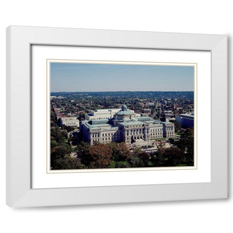 View of the Library of Congress Thomas Jefferson Building from the U.S. Capitol dome, Washington, D. White Modern Wood Framed Art Print with Double Matting by Highmith, Carol