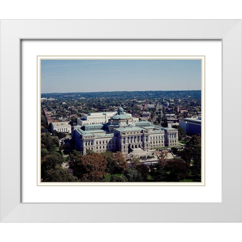 View of the Library of Congress Thomas Jefferson Building from the U.S. Capitol dome, Washington, D. White Modern Wood Framed Art Print with Double Matting by Highmith, Carol