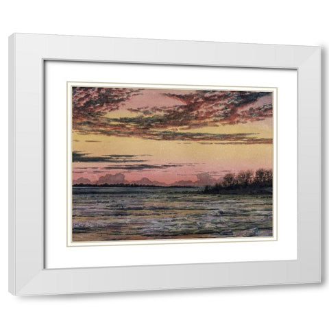 Sunset Over the Ice  White Modern Wood Framed Art Print with Double Matting by Church, Frederic E.