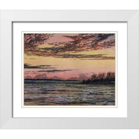 Sunset Over the Ice  White Modern Wood Framed Art Print with Double Matting by Church, Frederic E.