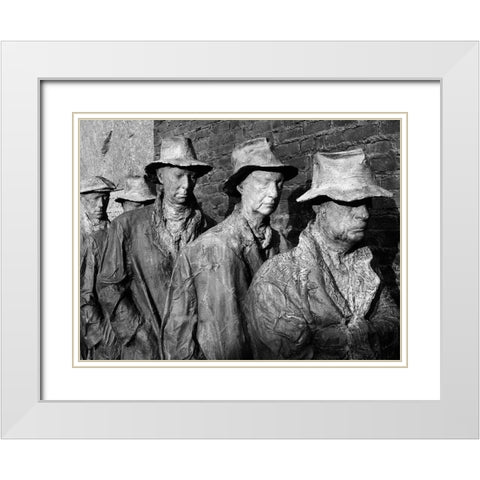 Breadline, F.D.R. Memorial, Washington, D.C. - Black and White Variant White Modern Wood Framed Art Print with Double Matting by Highmith, Carol