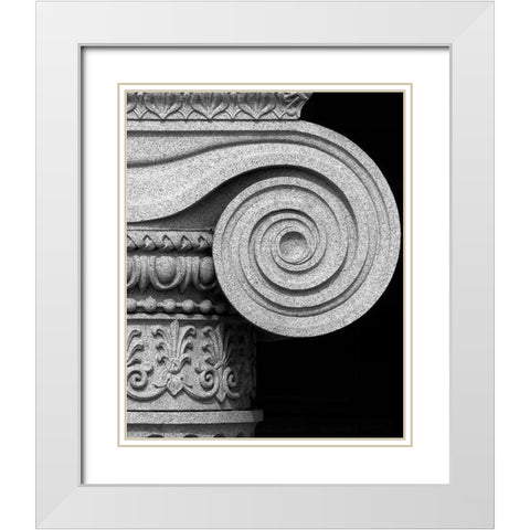 Column detail, U.S. Treasury Building, Washington, D.C. - Black and White Variant White Modern Wood Framed Art Print with Double Matting by Highmith, Carol