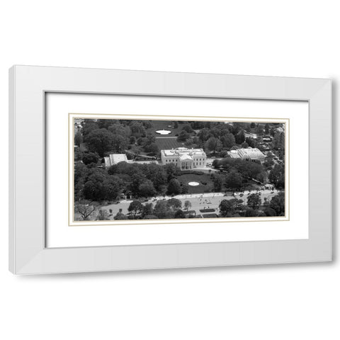 Aerial view of the White House, Washington, D.C. - Black and White Variant White Modern Wood Framed Art Print with Double Matting by Highmith, Carol