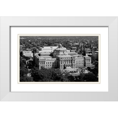 View of the Library of Congress Thomas Jefferson Building from the U.S. Capitol dome, Washington, D. White Modern Wood Framed Art Print with Double Matting by Highmith, Carol
