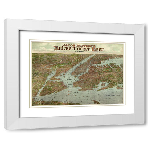 Panoramic view of New York City and vicinity, 1912 White Modern Wood Framed Art Print with Double Matting by Beer, Knickerbocker