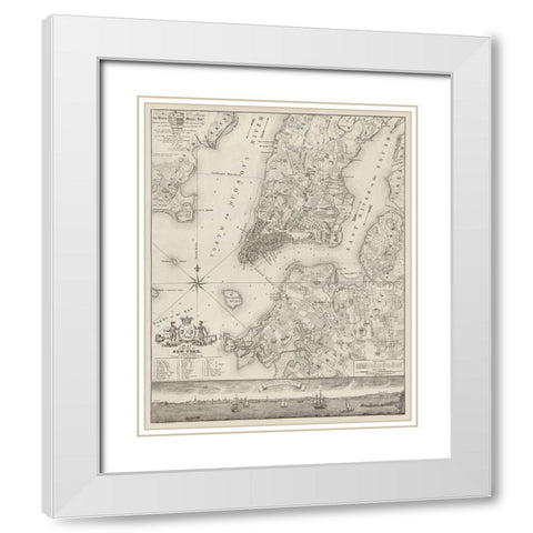Plan of the City of New York, copied from the Ratzer Map. Surveyed in the Years 1766-1767. White Modern Wood Framed Art Print with Double Matting by New York Common Council