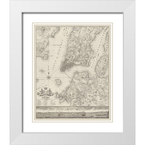 Plan of the City of New York, copied from the Ratzer Map. Surveyed in the Years 1766-1767. White Modern Wood Framed Art Print with Double Matting by New York Common Council