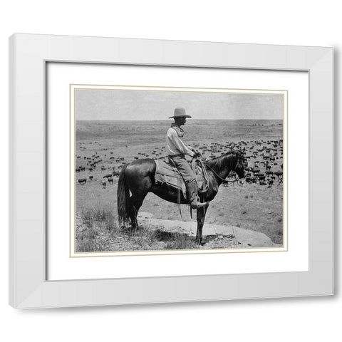A Texas cowboy, 1907 White Modern Wood Framed Art Print with Double Matting by Smith, Erwin E.
