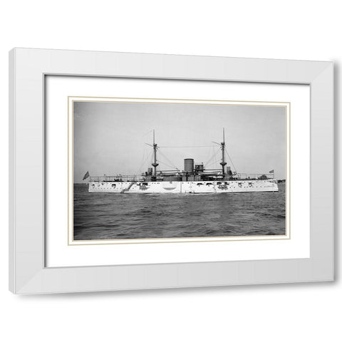 USS Texas, 1895 White Modern Wood Framed Art Print with Double Matting by Hart, Edward H.