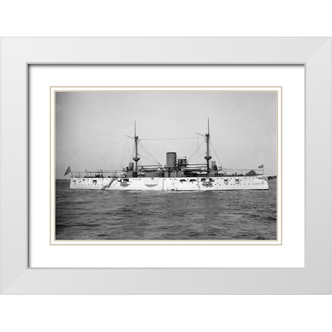 USS Texas, 1895 White Modern Wood Framed Art Print with Double Matting by Hart, Edward H.