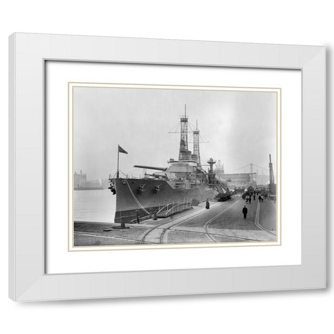 Battleship Texas in the Shipyard, ca. 1911 White Modern Wood Framed Art Print with Double Matting by Bain News Svc.