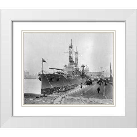 Battleship Texas in the Shipyard, ca. 1911 White Modern Wood Framed Art Print with Double Matting by Bain News Svc.