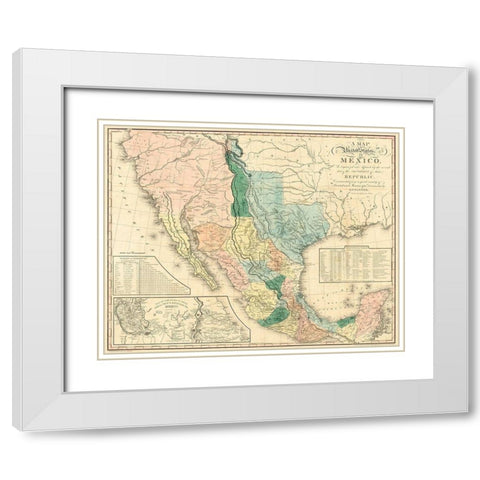 A map of the United States of Mexico : as organized and defined by the several acts of the Congress  White Modern Wood Framed Art Print with Double Matting by Tanner, Henry Schenck