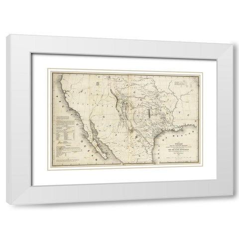 Map of Texas and the countries adjacent, 1844 White Modern Wood Framed Art Print with Double Matting by Emory, William H.