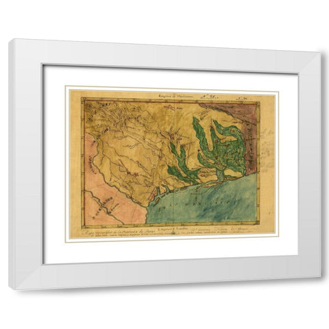 Mapa topografico de la provincia de Texas, ca 1822 White Modern Wood Framed Art Print with Double Matting by Austin, Stephen F.