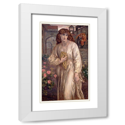 Salutation of Beatrice, 1882 White Modern Wood Framed Art Print with Double Matting by Rossetti, Dante Gabriel