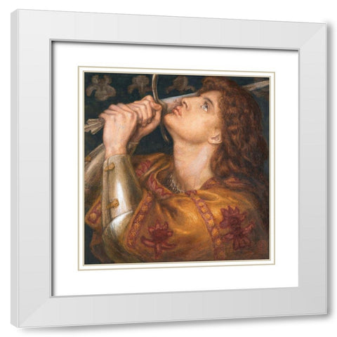 Joan of Arc, 1864 White Modern Wood Framed Art Print with Double Matting by Rossetti, Dante Gabriel