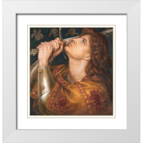 Joan of Arc, 1864 White Modern Wood Framed Art Print with Double Matting by Rossetti, Dante Gabriel