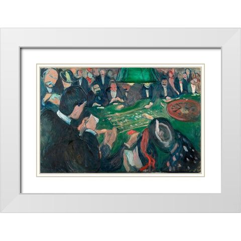 At the Roulette Table in Monte Carlo, 1892 White Modern Wood Framed Art Print with Double Matting by Munch, Edvard