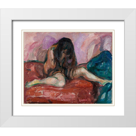 Weeping Nude. 1913-1914 White Modern Wood Framed Art Print with Double Matting by Munch, Edvard