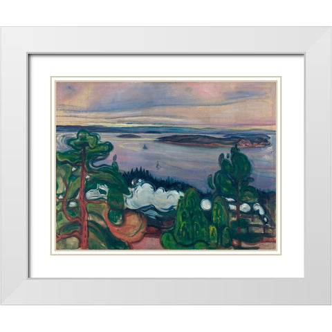 Train Smoke, 1900 White Modern Wood Framed Art Print with Double Matting by Munch, Edvard