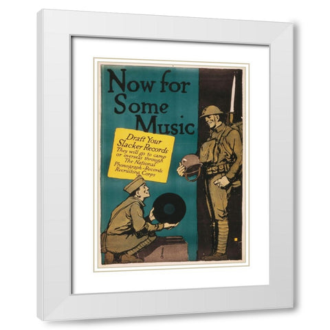 Now for Some Music, 1917 White Modern Wood Framed Art Print with Double Matting by Falls, Charles Buckles