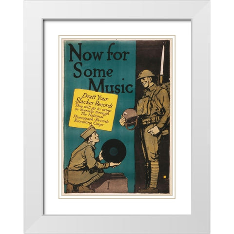 Now for Some Music, 1917 White Modern Wood Framed Art Print with Double Matting by Falls, Charles Buckles