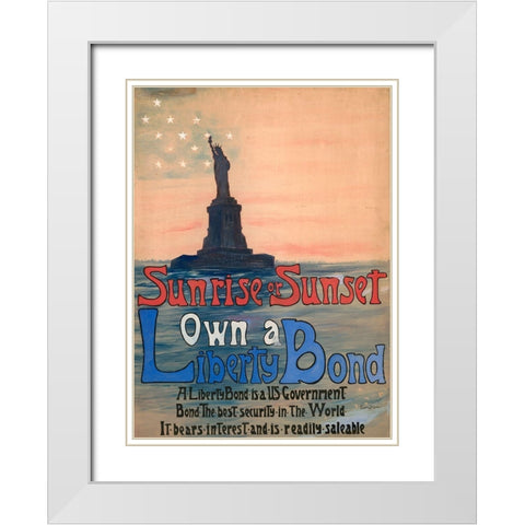 Sunrise or Sunset, Own a Liberty Bond, 1917 White Modern Wood Framed Art Print with Double Matting by DeLand, Eugenie
