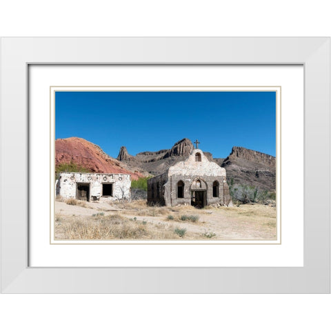 The Contrabando, a ghost town in Big Bend Ranch State Park White Modern Wood Framed Art Print with Double Matting by Highmith, Carol