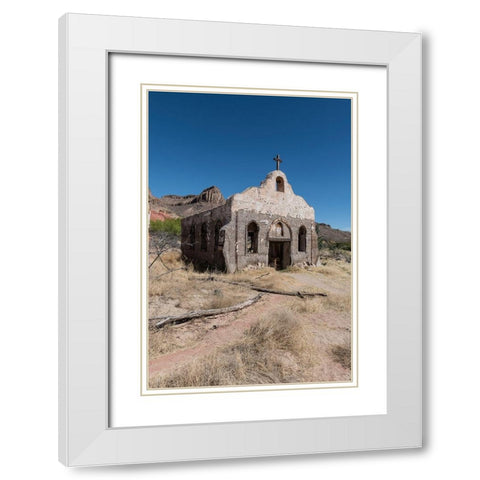 Abandoned movie set along the Rio Grande River in Big Bend Ranch State Park in lower Brewster County White Modern Wood Framed Art Print with Double Matting by Highmith, Carol