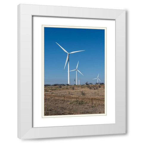 Wind turbines in Shackelford County, TX, northeast of Abilene White Modern Wood Framed Art Print with Double Matting by Highmith, Carol