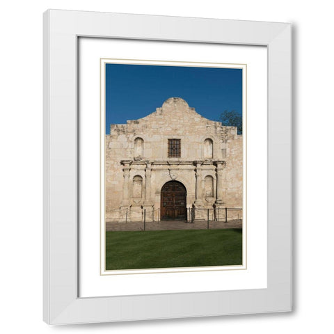 Doorway to the Alamo, an 18th-century mission church in San Antonio, TX White Modern Wood Framed Art Print with Double Matting by Highmith, Carol