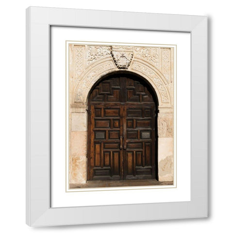 Doorway to the Alamo, an 18th-century mission church in San Antonio, TX White Modern Wood Framed Art Print with Double Matting by Highmith, Carol
