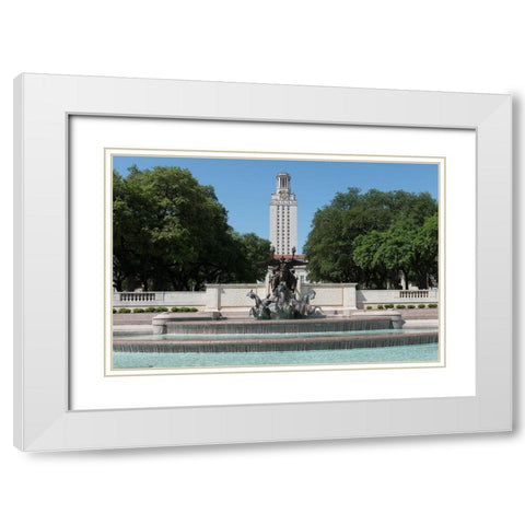 Littlefield Fountain at the University of Texas at Austin, with the historic University of Texas Tow White Modern Wood Framed Art Print with Double Matting by Highmith, Carol
