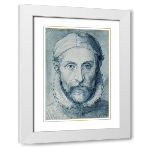 Self Portrait White Modern Wood Framed Art Print with Double Matting by Arcimboldo, Giuseppe