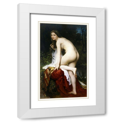 Baigneuse White Modern Wood Framed Art Print with Double Matting by Bouguereau, William-Adolphe
