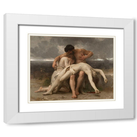 The First Mourning, 1888 White Modern Wood Framed Art Print with Double Matting by Bouguereau, William-Adolphe