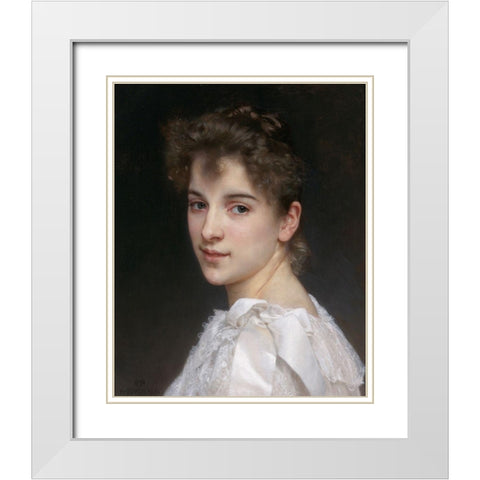 Gabrielle White Modern Wood Framed Art Print with Double Matting by Bouguereau, William-Adolphe