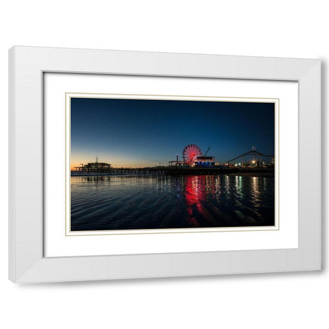 Santa Monica Pier at Sunset California White Modern Wood Framed Art Print with Double Matting by Highsmith, Carol