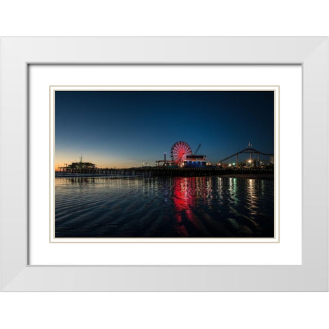 Santa Monica Pier at Sunset California White Modern Wood Framed Art Print with Double Matting by Highsmith, Carol
