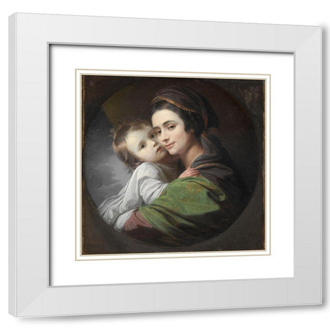 Elizabeth Shewell West and Her Son Raphael White Modern Wood Framed Art Print with Double Matting by West, Benjamin