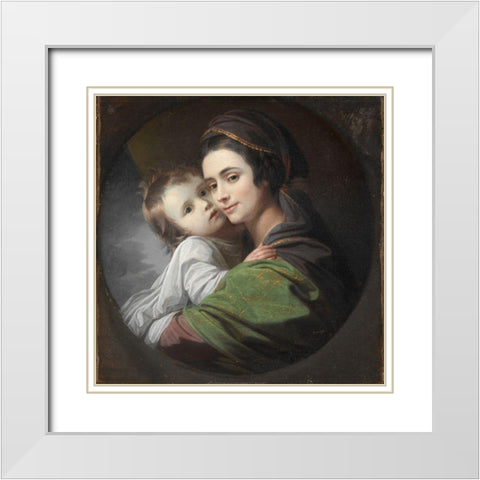 Elizabeth Shewell West and Her Son Raphael White Modern Wood Framed Art Print with Double Matting by West, Benjamin