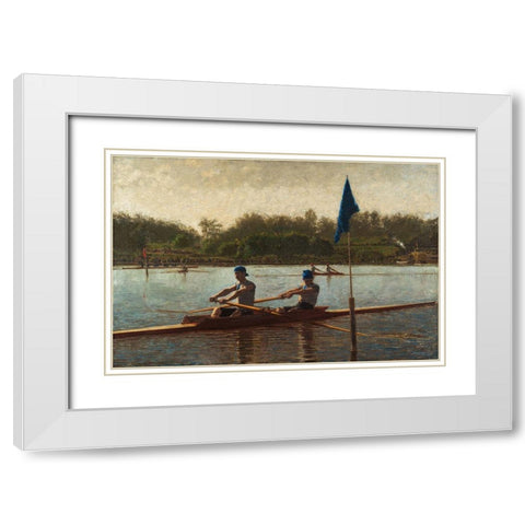 The Biglin Brothers Turning the Stake White Modern Wood Framed Art Print with Double Matting by Eakins, Thomas