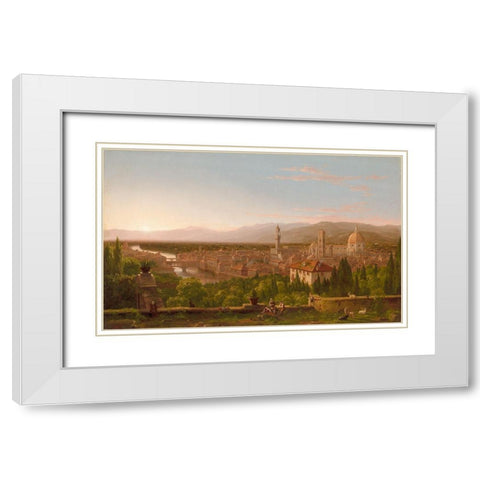 View of Florence White Modern Wood Framed Art Print with Double Matting by Cole, Thomas
