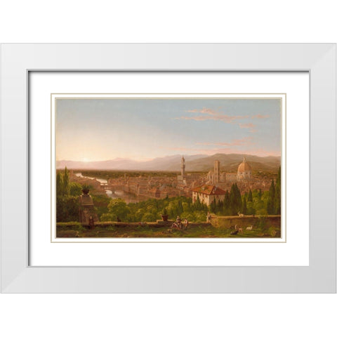 View of Florence White Modern Wood Framed Art Print with Double Matting by Cole, Thomas