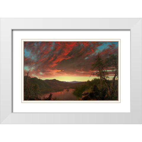 Twilight in the Wilderness White Modern Wood Framed Art Print with Double Matting by Church, Frederic Edwin