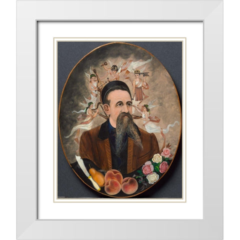 Self Portrait with Five Muses White Modern Wood Framed Art Print with Double Matting by Church, Henry
