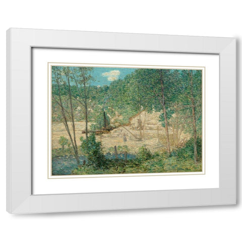 The Building of the Dam White Modern Wood Framed Art Print with Double Matting by Weir, J Alden