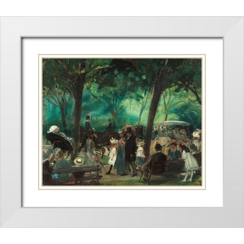 The Drive Central Park White Modern Wood Framed Art Print with Double Matting by Glackens, William